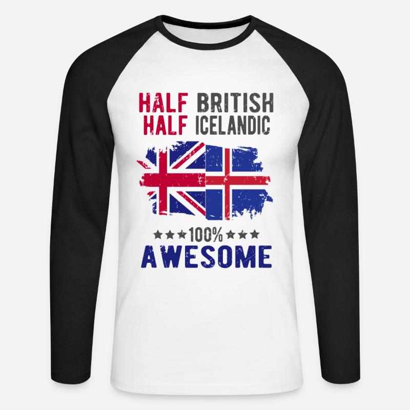 Halb Brite Halb Isländer - Unisex Baseballshirt langarm - Weiß/Schwarz