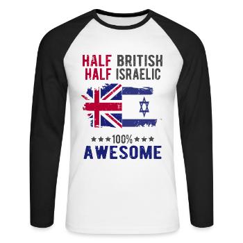 Moitié britannique moitié Isreali - T-shirt baseball manches longues Homme - blanc/noir - Devant - Nik (191cm)