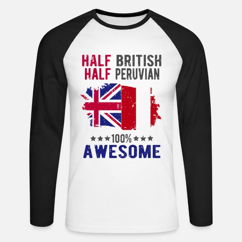 Halb Brite Halb Peruaner - Unisex Baseballshirt langarm - Weiß/Schwarz