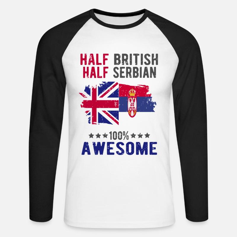 Halb Brite Halb Serbier - Unisex Baseballshirt langarm - Weiß/Schwarz
