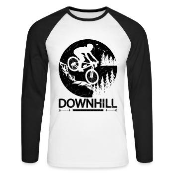 Mountain Bike Bike Downhill Biker - Unisex Long Sleeve Baseball T-Shirt - white/black - Front - Nik (191cm)