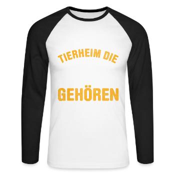 Nein Wir Sind Kein Tierheim Gehören Alle Zu Mir - Unisex Baseballshirt langarm - Weiß/Schwarz - Vorne - Nik (191cm)