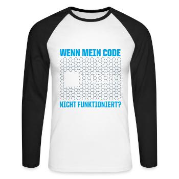 Was Mache Ich Wenn Mein Code Nicht Funktioniert - Unisex Baseballshirt langarm - Weiß/Schwarz - Vorne - Nik (191cm)