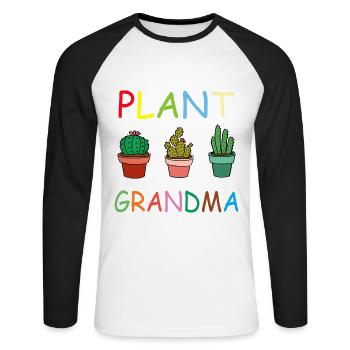 Plant Grandma Horticulture Botany Flowers Power - Unisex Long Sleeve Baseball T-Shirt - white/black - Front - Nik (191cm)