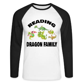 Bibliothèque de l’équipe de la famille Dragon - T-shirt baseball manches longues Homme - blanc/noir - Devant - Nik (191cm)