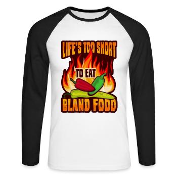 Chili Design für einen Habanero Chili Liebhaber - Unisex Baseballshirt langarm - Weiß/Schwarz - Vorne - Nik (191cm)