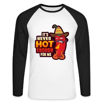 Mexikanisches Essen Habanero-Chili-Liebhaber - Unisex Baseballshirt langarm - Weiß/Schwarz - Vorne - Nik (191cm)