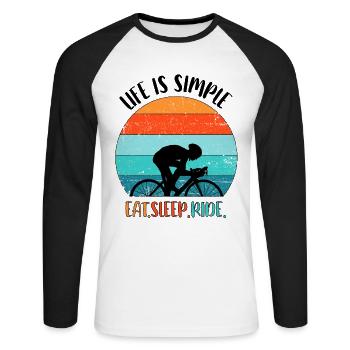 Cycling Road Bike Bicycle Gravel Time Trial Bike - Unisex Long Sleeve Baseball T-Shirt - white/black - Front - Nik (191cm)