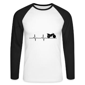 Motorcycle heartbeat - Unisex Long Sleeve Baseball T-Shirt - white/black - Front - Nik (191cm)