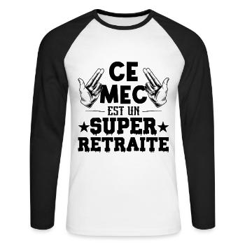 ce mec est un super gentil - T-shirt baseball manches longues Homme - blanc/noir - Devant - Nik (191cm)