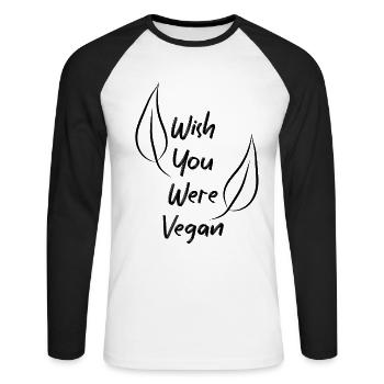 Vegan Vegan Animal Welfare Vegetarian Vegetarian - Unisex Long Sleeve Baseball T-Shirt - white/black - Front - Nik (191cm)