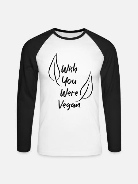 Vegan Veganer Tierschutz Vegetarier Vegetarisch - Unisex Baseballshirt langarm - Weiß/Schwarz