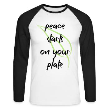Vegan Vegan Animal Welfare Vegetarian Vegetarian - Unisex Long Sleeve Baseball T-Shirt - white/black - Front - Nik (191cm)