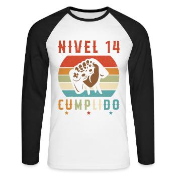 Niveau 14 complete - T-shirt baseball manches longues Homme - blanc/noir - Devant - Nik (191cm)