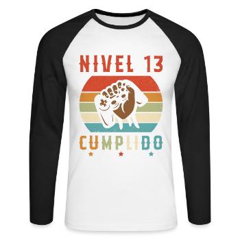 Niveau 13 complete - T-shirt baseball manches longues Homme - blanc/noir - Devant - Nik (191cm)