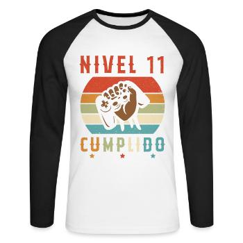 Niveau 11 complete - T-shirt baseball manches longues Homme - blanc/noir - Devant - Nik (191cm)
