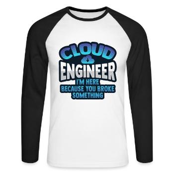 Administrateur Cloud Devops - T-shirt baseball manches longues Homme - blanc/noir - Devant - Nik (191cm)