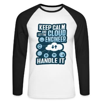 Administrateur Cloud Devops - T-shirt baseball manches longues Homme - blanc/noir - Devant - Nik (191cm)