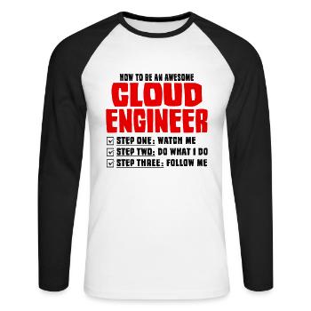 Cloud Administrator Cloud Devops - Unisex Long Sleeve Baseball T-Shirt - white/black - Front - Nik (191cm)