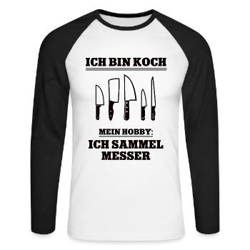 Ich Bin Koch Küche Zubehör Köche Messer Kochmesser - Unisex Baseballshirt langarm - Weiß/Schwarz - Vorne - Nik (191cm)