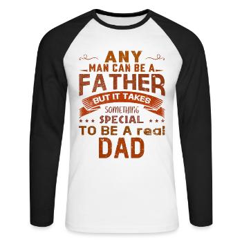 Tout homme peut être père mais il faut du courage - T-shirt baseball manches longues Homme - blanc/noir - Devant - Nik (191cm)