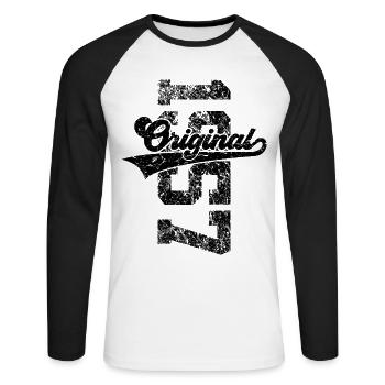 69TH BIRTHDAY ORIGINAL 1957 - Unisex Long Sleeve Baseball T-Shirt - white/black - Front - Nik (191cm)