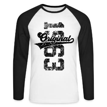 63E ANNIVERSAIRE ORIGINAL 1963 - T-shirt baseball manches longues Homme - blanc/noir - Devant - Nik (191cm)