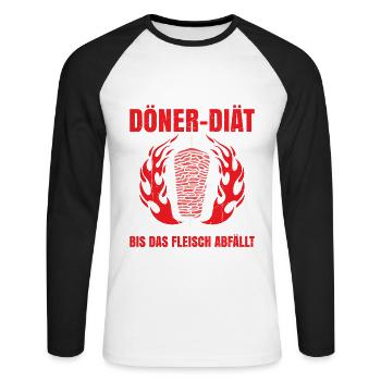Ich Mache Ab Jetzt Die Döner-Diät. Ich Drehe Mich - Unisex Baseballshirt langarm - Weiß/Schwarz - Vorne - Nik (191cm)