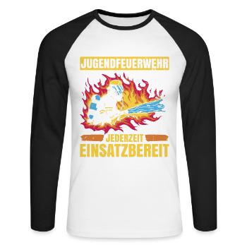 Jugendfeuerwehr Jederzeit Einsatzbereit Jugendfeue - Unisex Baseballshirt langarm - Weiß/Schwarz - Vorne - Nik (191cm)