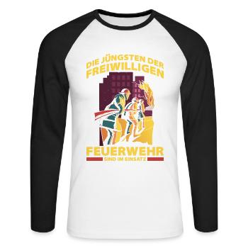 Die Jüngsten Der Freiwilligen Feuerwehr Sind Im Ei - Unisex Baseballshirt langarm - Weiß/Schwarz - Vorne - Nik (191cm)