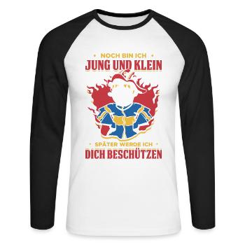 Noch Bin Ich Jung Und Klein Später Werde Ich Dich - Unisex Baseballshirt langarm - Weiß/Schwarz - Vorne - Nik (191cm)