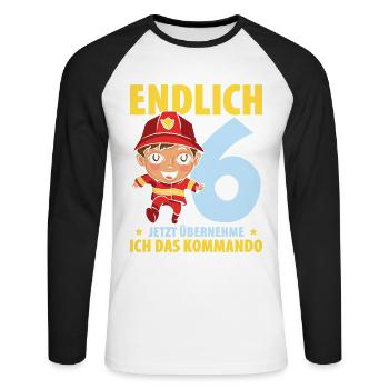 Endlich 6 Jetzt Übernehme Ich Das Kommando - Unisex Baseballshirt langarm - Weiß/Schwarz - Vorne - Nik (191cm)