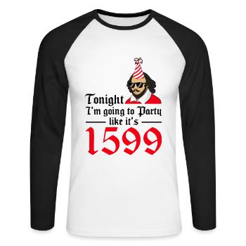 William Shakespeare Théâtre Littérature - T-shirt baseball manches longues Homme - blanc/noir - Devant - Nik (191cm)