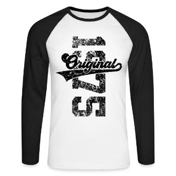 51E ANNIVERSAIRE ORIGINAL 1975 - T-shirt baseball manches longues Homme - blanc/noir - Devant - Nik (191cm)