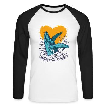 Baleine-amour-océan-animal - T-shirt baseball manches longues Homme - blanc/noir - Devant - Nik (191cm)