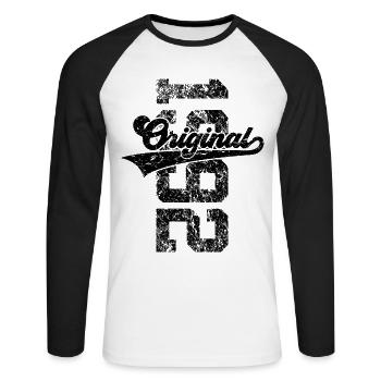 34TH BIRTHDAY ORIGINAL 1992 - Unisex Long Sleeve Baseball T-Shirt - white/black - Front - Nik (191cm)