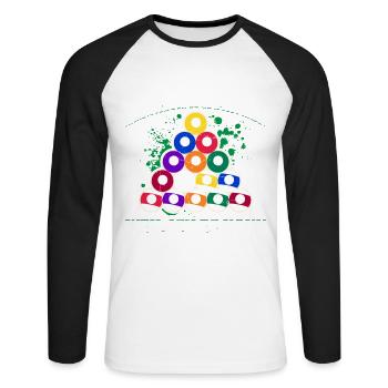 Warum Ich Den So Gespielt Habe? Weil Ich Es Kann - Unisex Baseballshirt langarm - Weiß/Schwarz - Vorne - Nik (191cm)