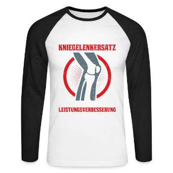 Mein Kniegelenkersatz war eher eine Leistungsverbe - Unisex Baseballshirt langarm - Weiß/Schwarz - Vorne - Nik (191cm)