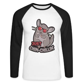 Just Chin Chillin Design für einen Chinchilla - Unisex Baseballshirt langarm - Weiß/Schwarz - Vorne - Nik (191cm)
