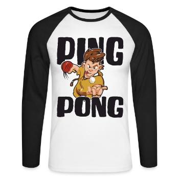 Table Tennis Ping-pong Outfit Table Tennis Player - Unisex Long Sleeve Baseball T-Shirt - white/black - Front - Nik (191cm)