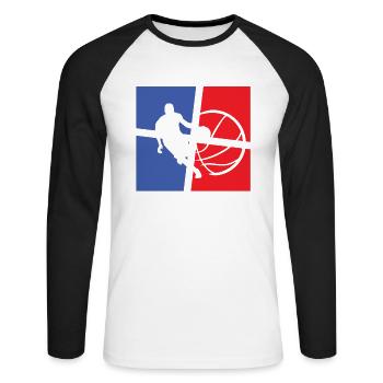Ball Love Basketball Joueur d’équipe parfait - T-shirt baseball manches longues Homme - blanc/noir - Devant - Nik (191cm)