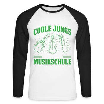 Coole Jungs Gehen In Die Musikschule - Unisex Baseballshirt langarm - Weiß/Schwarz - Vorne - Nik (191cm)