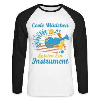 Coole Mädchen Spielen Ein Instrument - Unisex Baseballshirt langarm - Weiß/Schwarz - Vorne - Nik (191cm)