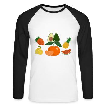 Ich Liebe Einfach Obst Ok? - Unisex Baseballshirt langarm - Weiß/Schwarz - Vorne - Nik (191cm)
