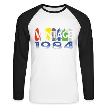 Vintage 1985 Retro Bitrthday Limited Edition - Unisex Long Sleeve Baseball T-Shirt - white/black - Front - Nik (191cm)