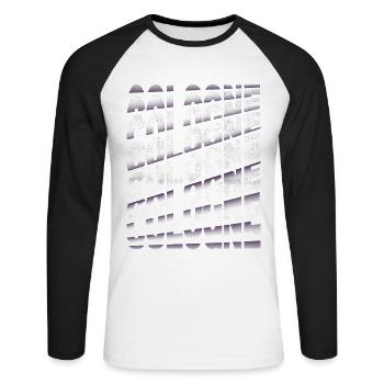 Köln Cologne Deutschland Stadt Schrift Skyline - Unisex Baseballshirt langarm - Weiß/Schwarz - Vorne - Nik (191cm)