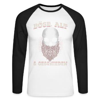 Böse, Alt & Geschieden Geschenk - Unisex Baseballshirt langarm - Weiß/Schwarz - Vorne - Nik (191cm)