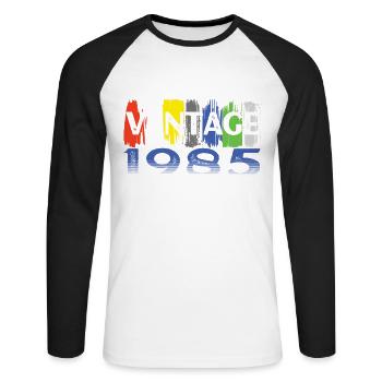 Vintage 1985 Retro Bitrthday Limited Edition - Unisex Long Sleeve Baseball T-Shirt - white/black - Front - Nik (191cm)