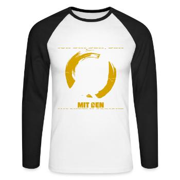 Ich Bin Der, Der Mit Den Wachteln Spricht - Unisex Baseballshirt langarm - Weiß/Schwarz - Vorne - Nik (191cm)