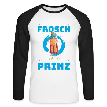Ich Bin Kein Frosch Ich Bin Der Prinz - Unisex Baseballshirt langarm - Weiß/Schwarz - Vorne - Nik (191cm)